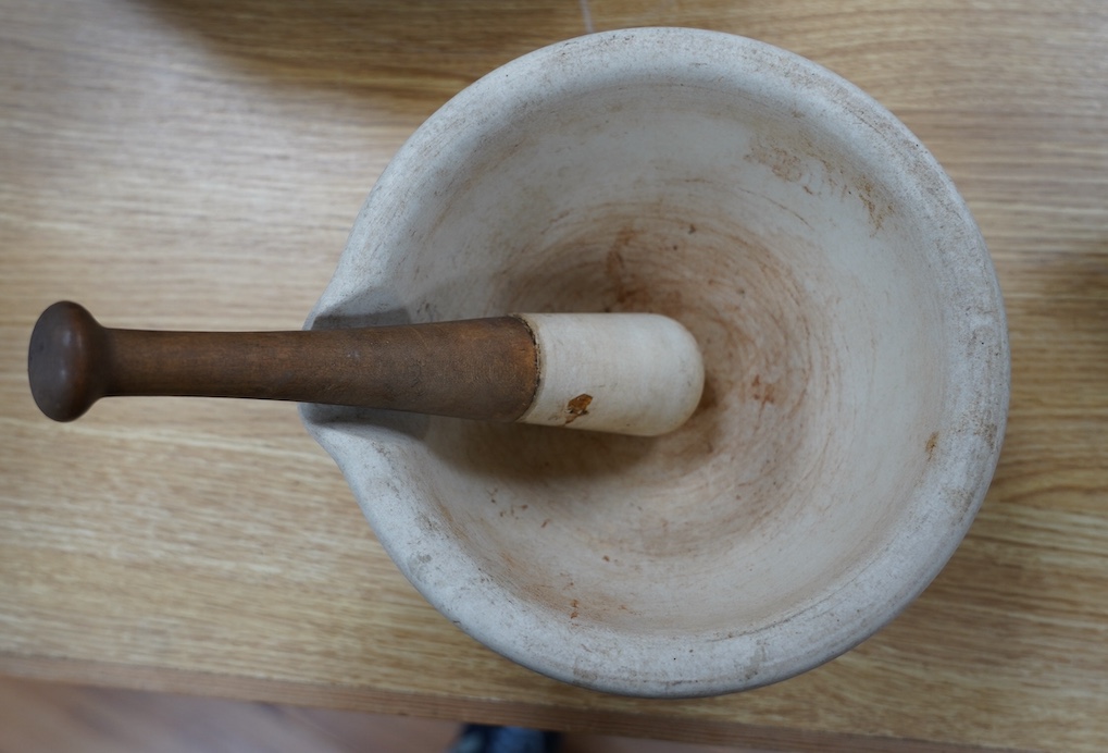 A Wedgwood pestle and a Maw & Sons mortar, 13cm. Condition - fair